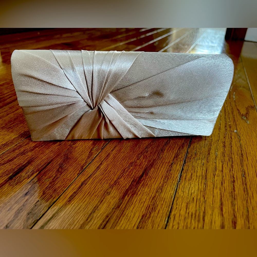 Gold champagne clutch purse with optional chain Perfect for Prom or Wedding